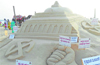 Sand art for poll promotion on Malpe beach